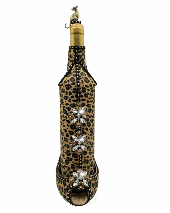 Leopard decorative wine bottle in a high heel